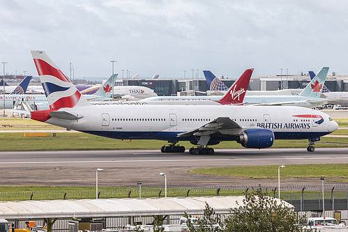 British Airways Boeing 777-200ER G-YMMK at London Heathrow Airport (EGLL/LHR) British Airways Boeing 777-200ER G-YMMK at London Heathrow Airport (EGLL/LHR)