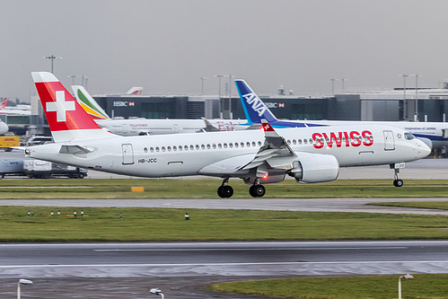 Swiss International Air Lines Bombardier CS300 HB-JCC at London Heathrow Airport (EGLL/LHR) Swiss International Air Lines Bombardier CS300 HB-JCC at London Heathrow Airport (EGLL/LHR)