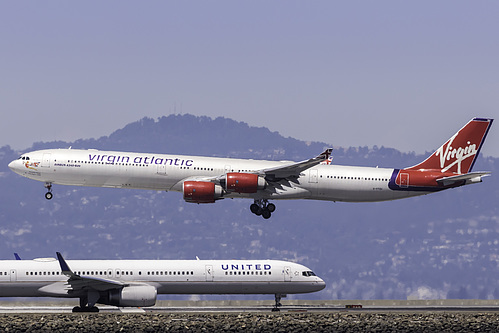 Virgin Atlantic Airbus A340-600 G-VYOU at San Francisco International Airport (KSFO/SFO) Virgin Atlantic Airbus A340-600 G-VYOU at San Francisco International Airport (KSFO/SFO)
