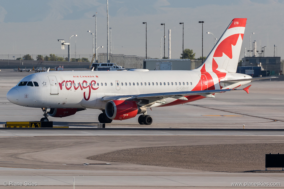 Air Canada Rouge Airbus A319-100 C-GBHY at McCarran International Airport (KLAS/LAS) Air Canada Rouge Airbus A319-100 C-GBHY at McCarran International Airport (KLAS/LAS)