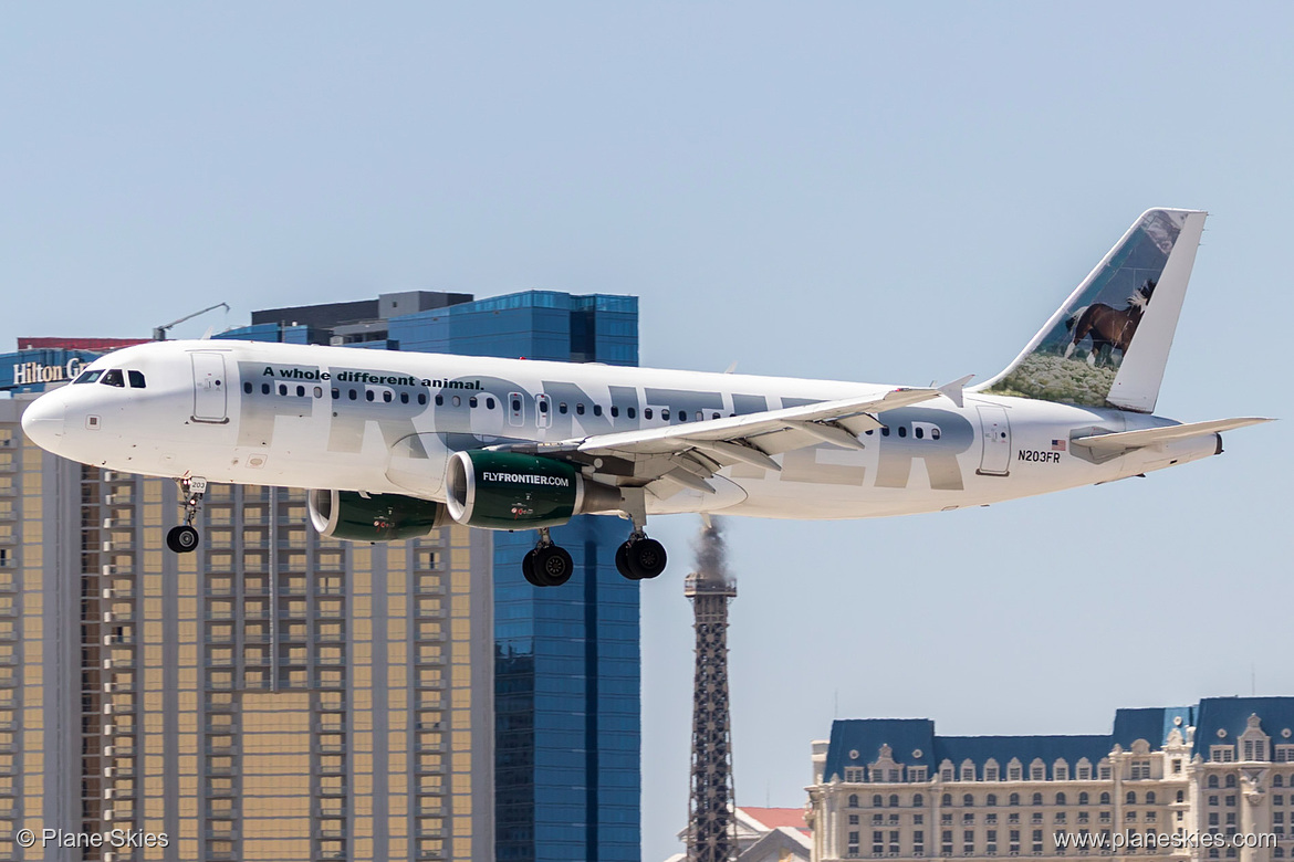 Frontier Airlines Airbus A320-200 N203FR at McCarran International Airport (KLAS/LAS) Frontier Airlines Airbus A320-200 N203FR at McCarran International Airport (KLAS/LAS)