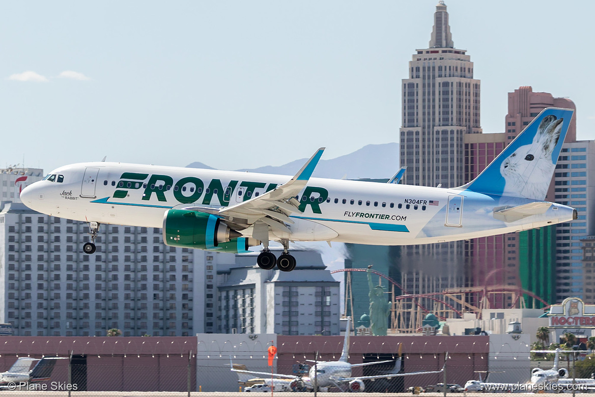 Frontier Airlines Airbus A320neo N304FR at McCarran International Airport (KLAS/LAS) Frontier Airlines Airbus A320neo N304FR at McCarran International Airport (KLAS/LAS)