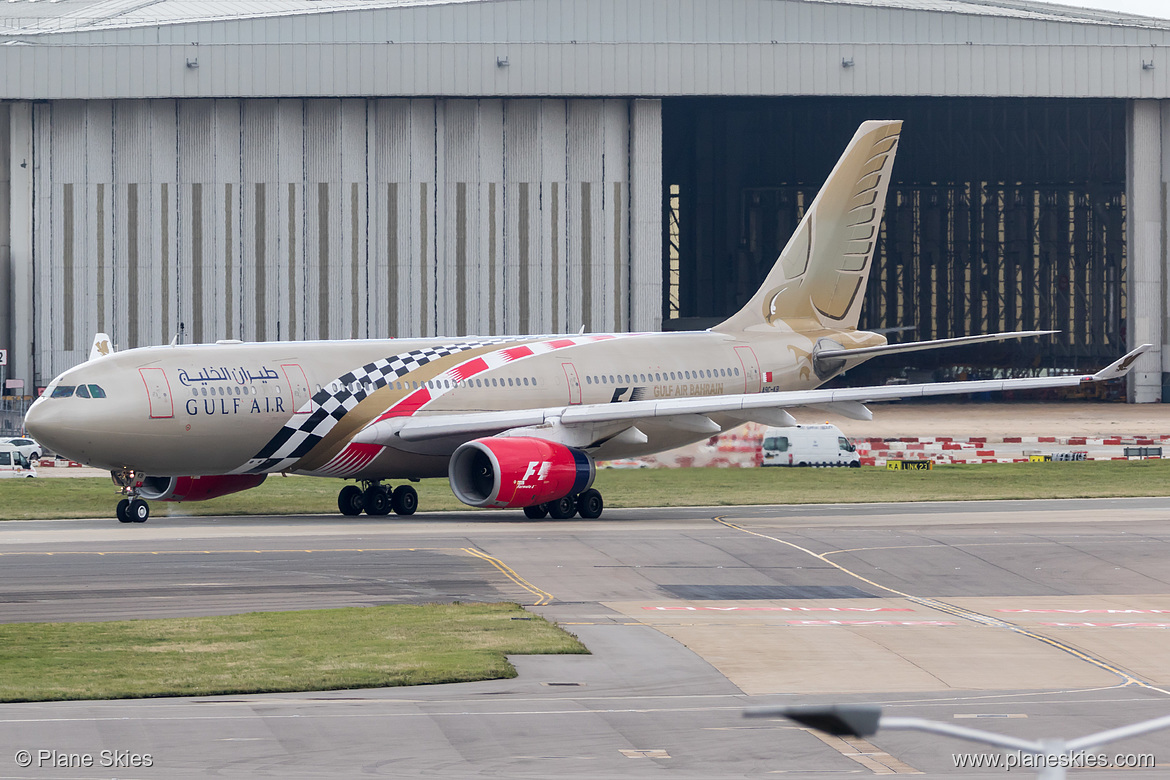 Gulf Air Airbus A330-200 A9C-KB at London Heathrow Airport (EGLL/LHR)