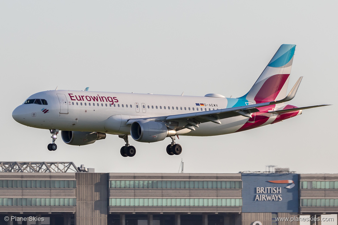 Eurowings Airbus A320-200 D-AEWV at London Heathrow Airport (EGLL/LHR) Eurowings Airbus A320-200 D-AEWV at London Heathrow Airport (EGLL/LHR)