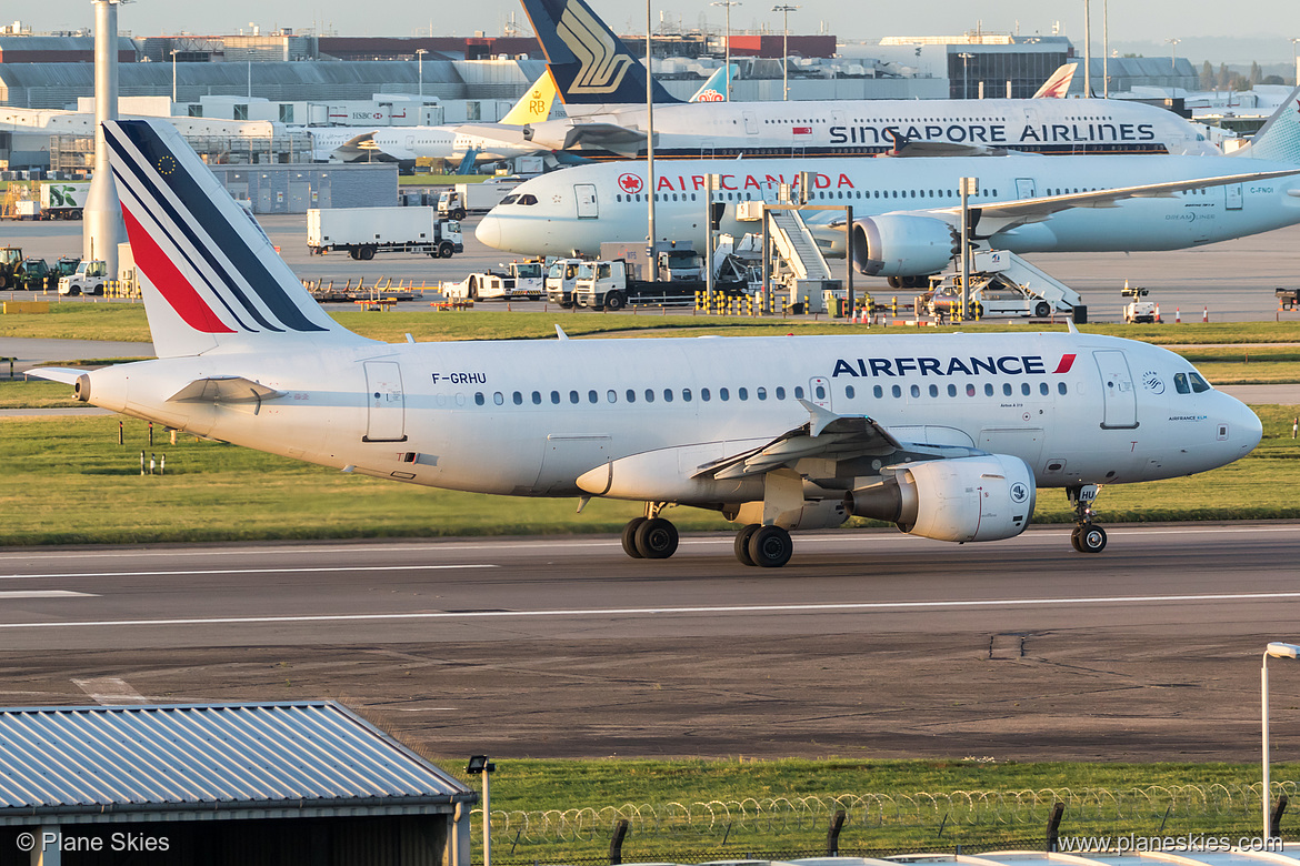 Air France Airbus A319-100 F-GRHU at London Heathrow Airport (EGLL/LHR) Air France Airbus A319-100 F-GRHU at London Heathrow Airport (EGLL/LHR)