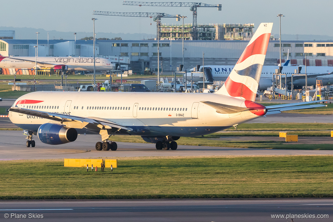 British Airways Boeing 767-300ER G-BNWZ at London Heathrow Airport (EGLL/LHR) British Airways Boeing 767-300ER G-BNWZ at London Heathrow Airport (EGLL/LHR)