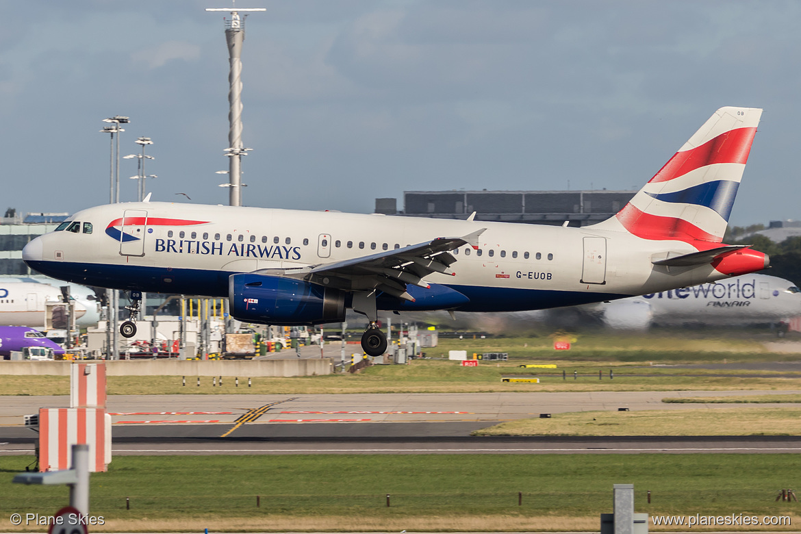 British Airways Airbus A319-100 G-EUOB at London Heathrow Airport (EGLL/LHR) British Airways Airbus A319-100 G-EUOB at London Heathrow Airport (EGLL/LHR)
