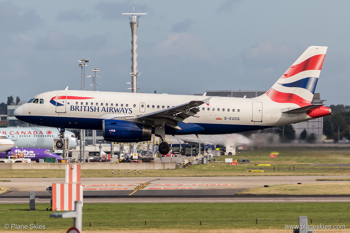British Airways Airbus A319-100 G-EUOG at London Heathrow Airport (EGLL/LHR) British Airways Airbus A319-100 G-EUOG at London Heathrow Airport (EGLL/LHR)