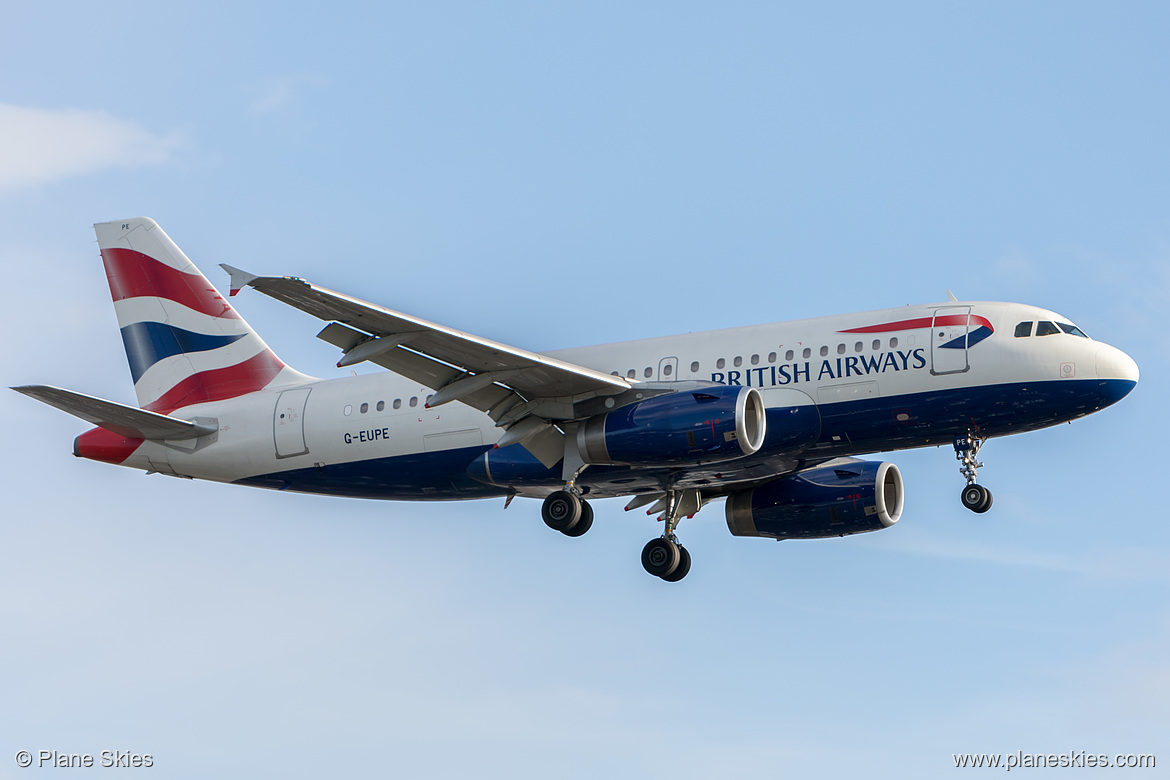British Airways Airbus A319-100 G-EUPE at London Heathrow Airport (EGLL/LHR) British Airways Airbus A319-100 G-EUPE at London Heathrow Airport (EGLL/LHR)