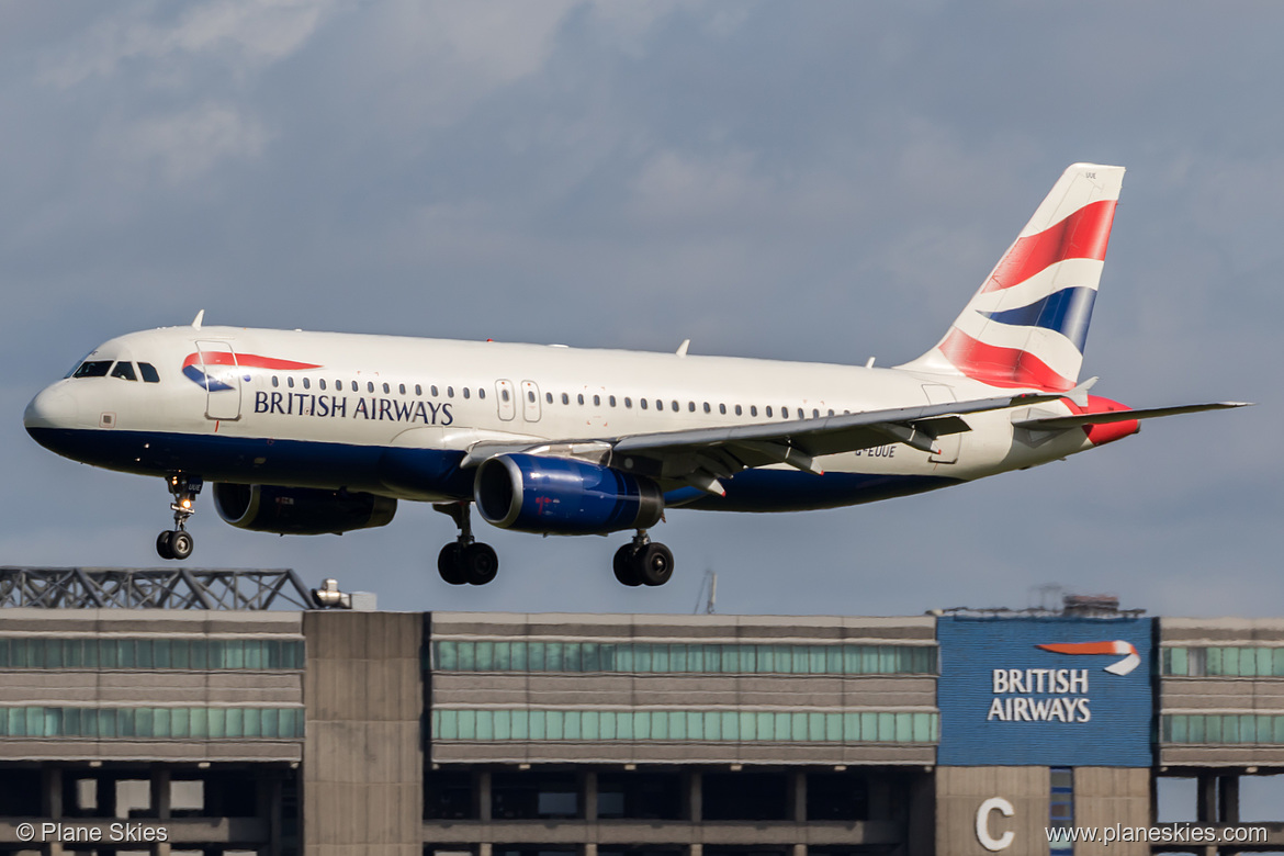 British Airways Airbus A320-200 G-EUUE at London Heathrow Airport (EGLL/LHR) British Airways Airbus A320-200 G-EUUE at London Heathrow Airport (EGLL/LHR)
