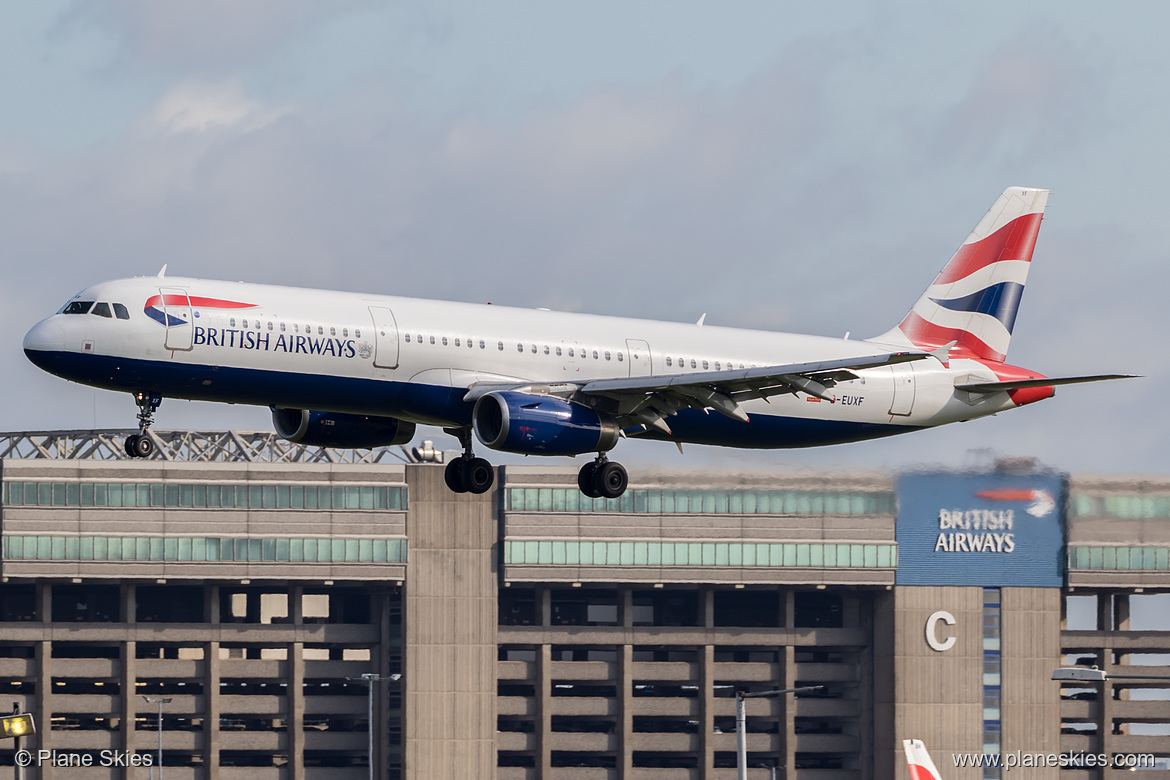 British Airways Airbus A321-200 G-EUXF at London Heathrow Airport (EGLL/LHR) British Airways Airbus A321-200 G-EUXF at London Heathrow Airport (EGLL/LHR)