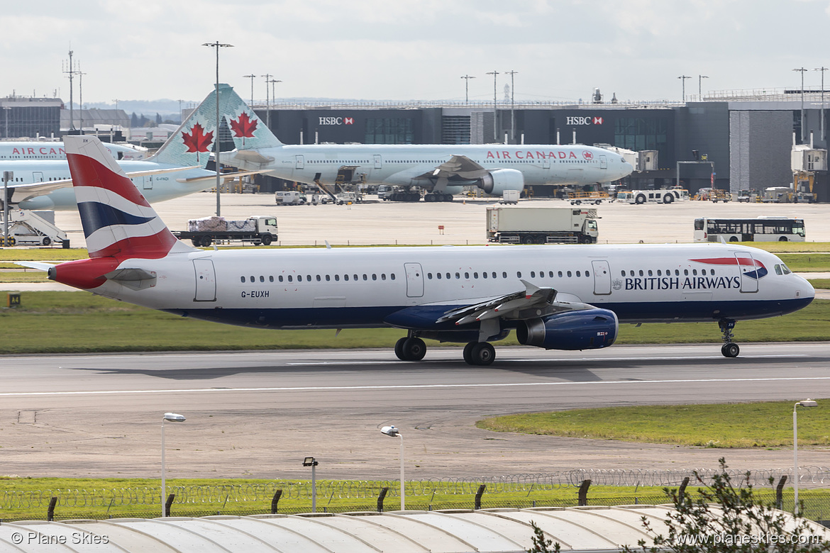 British Airways Airbus A321-200 G-EUXH at London Heathrow Airport (EGLL/LHR) British Airways Airbus A321-200 G-EUXH at London Heathrow Airport (EGLL/LHR)