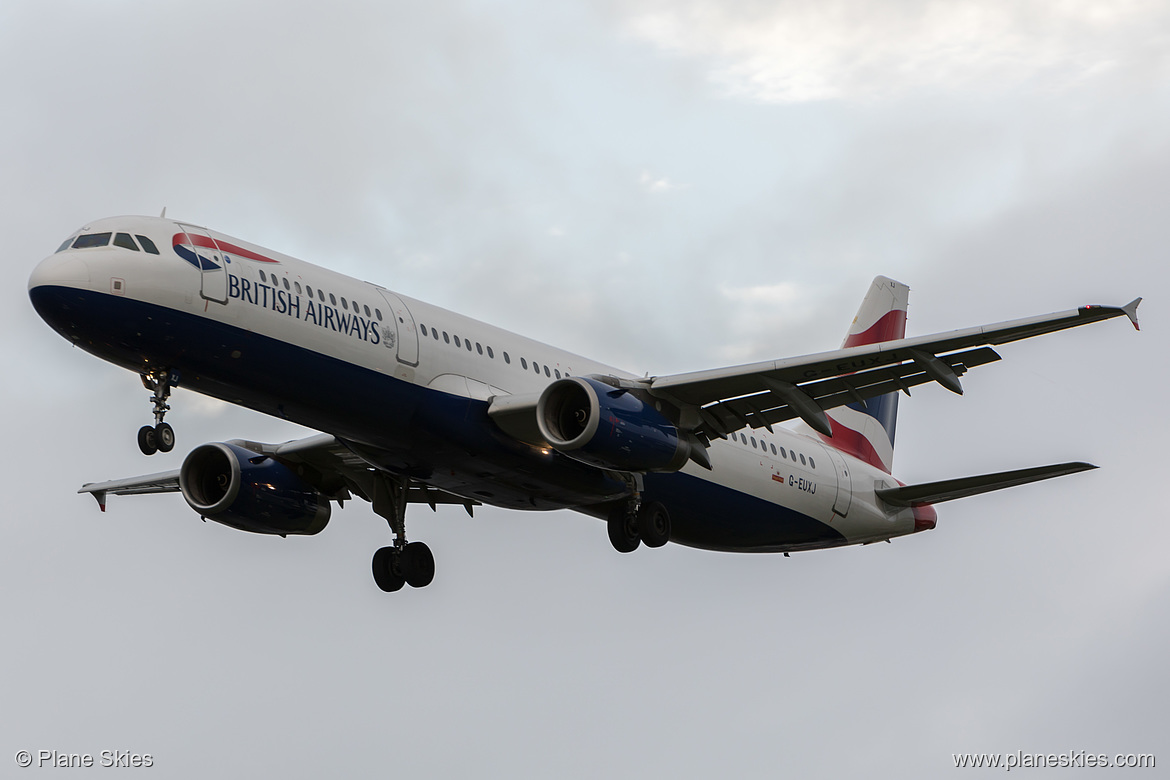 British Airways Airbus A321-200 G-EUXJ at London Heathrow Airport (EGLL/LHR) British Airways Airbus A321-200 G-EUXJ at London Heathrow Airport (EGLL/LHR)