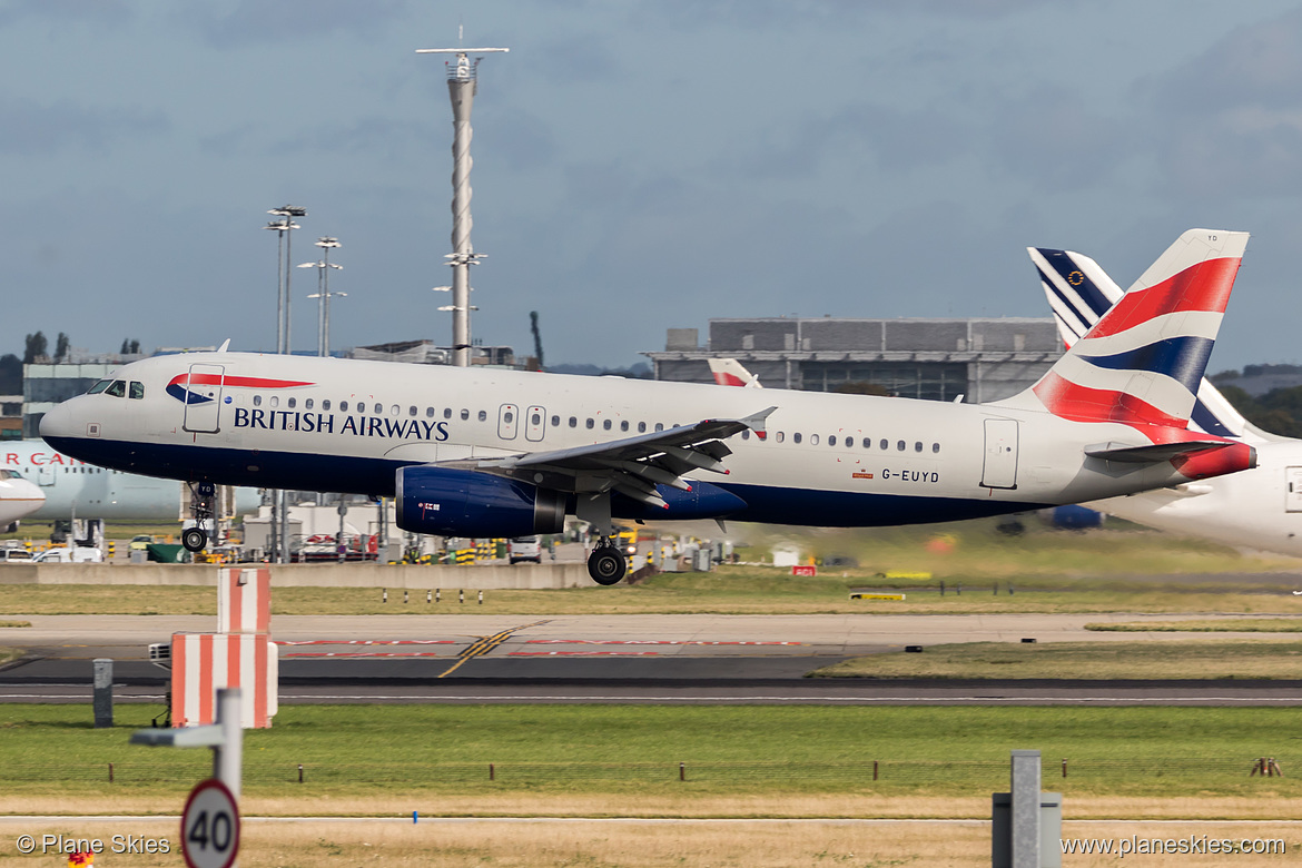 British Airways Airbus A320-200 G-EUYD at London Heathrow Airport (EGLL/LHR) British Airways Airbus A320-200 G-EUYD at London Heathrow Airport (EGLL/LHR)