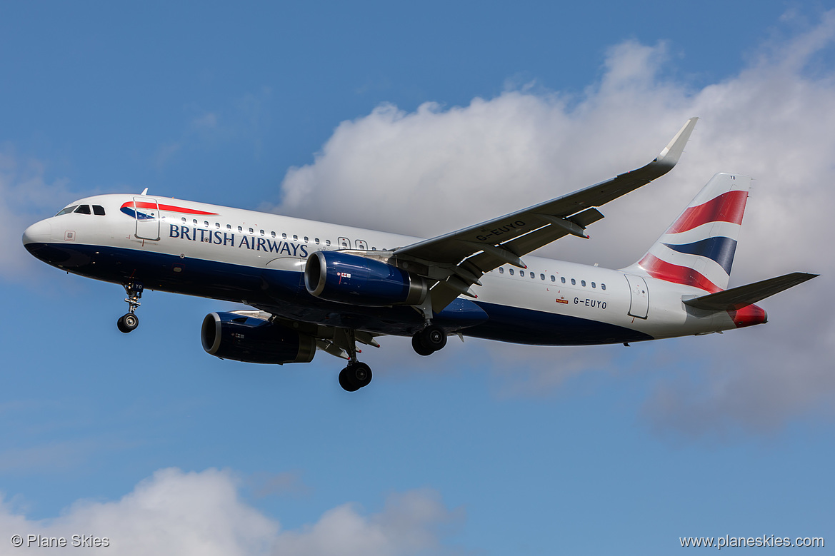 British Airways Airbus A320-200 G-EUYO at London Heathrow Airport (EGLL/LHR) British Airways Airbus A320-200 G-EUYO at London Heathrow Airport (EGLL/LHR)