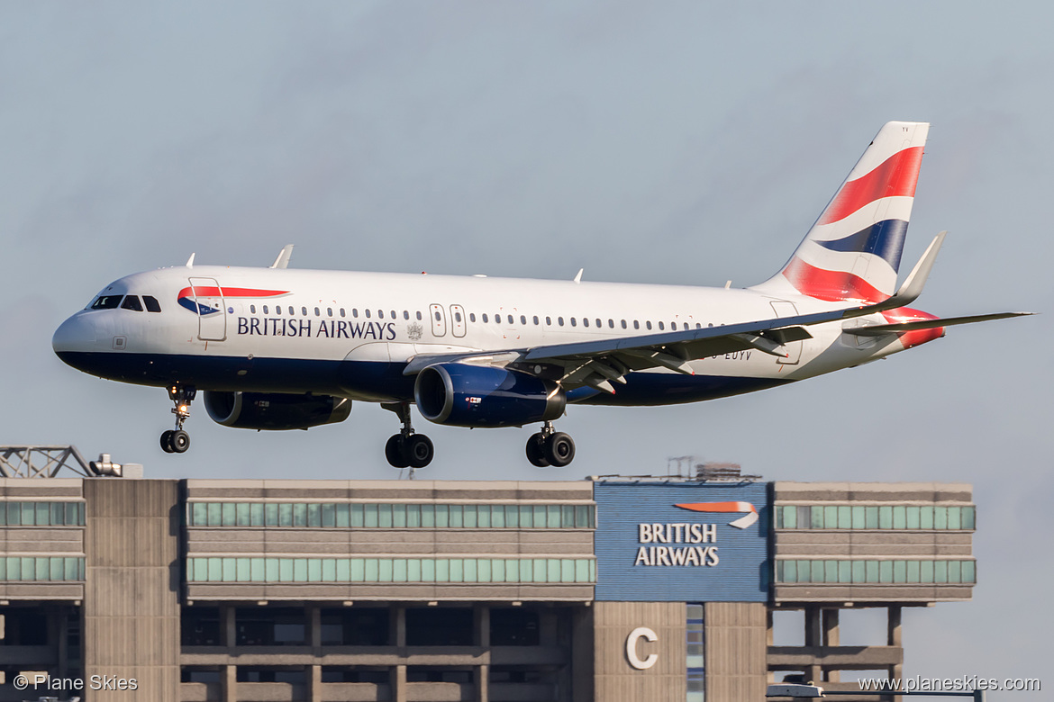British Airways Airbus A320-200 G-EUYV at London Heathrow Airport (EGLL/LHR) British Airways Airbus A320-200 G-EUYV at London Heathrow Airport (EGLL/LHR)