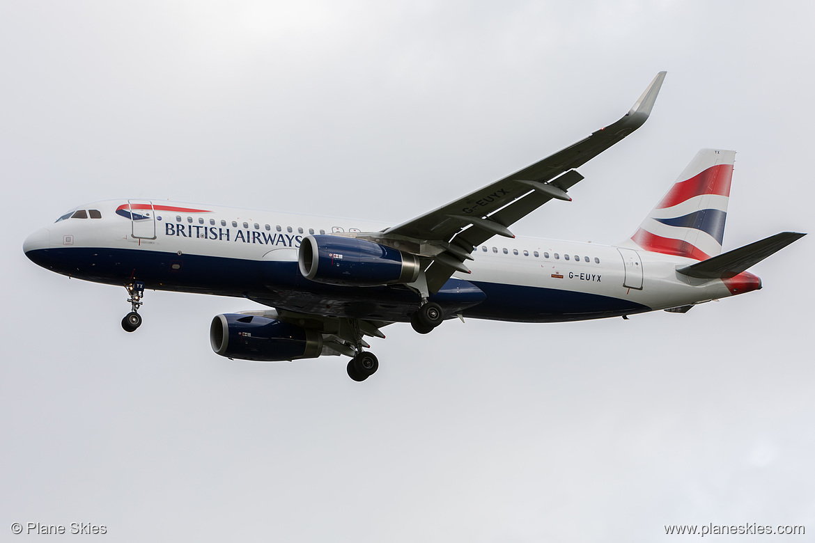 British Airways Airbus A320-200 G-EUYX at London Heathrow Airport (EGLL/LHR) British Airways Airbus A320-200 G-EUYX at London Heathrow Airport (EGLL/LHR)