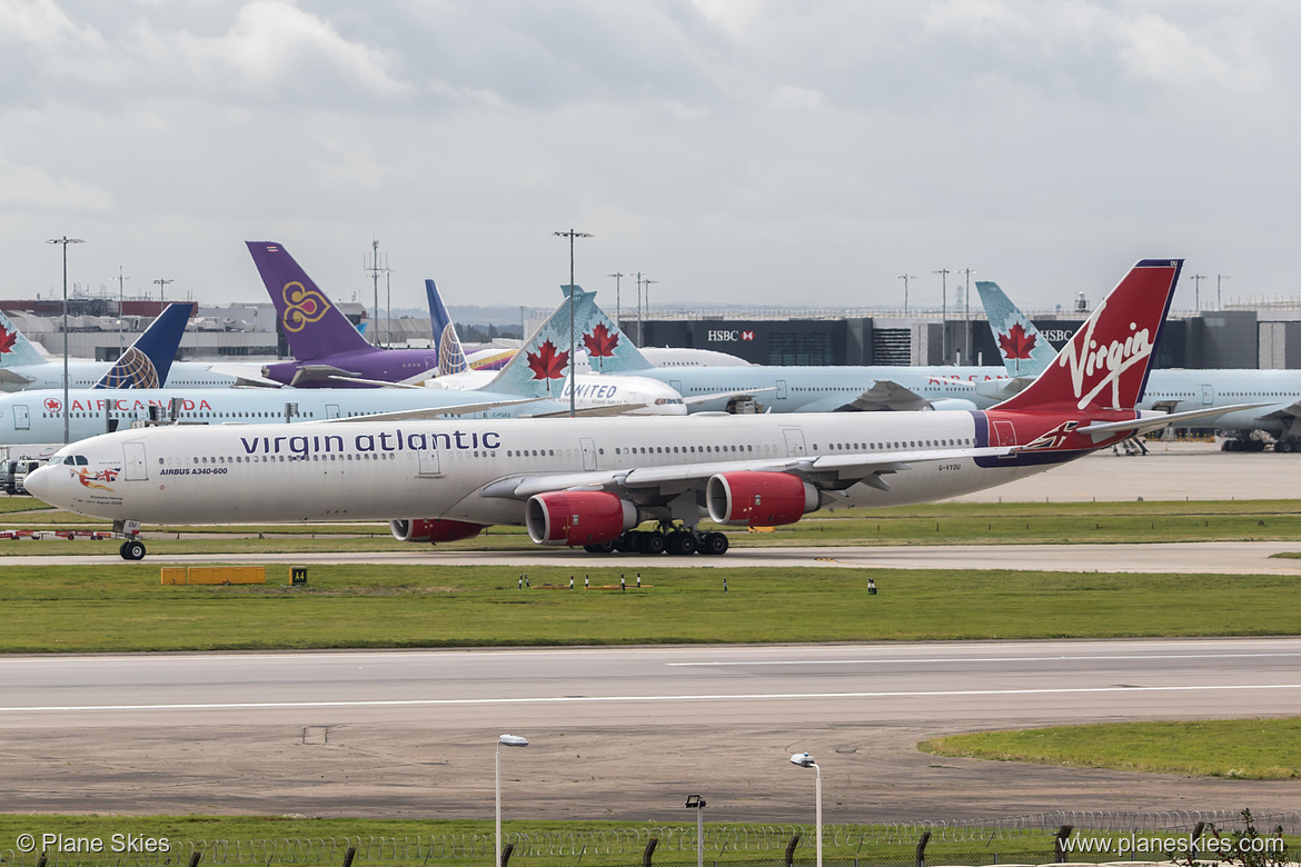 Virgin Atlantic Airbus A340-600 G-VYOU at London Heathrow Airport (EGLL/LHR) Virgin Atlantic Airbus A340-600 G-VYOU at London Heathrow Airport (EGLL/LHR)
