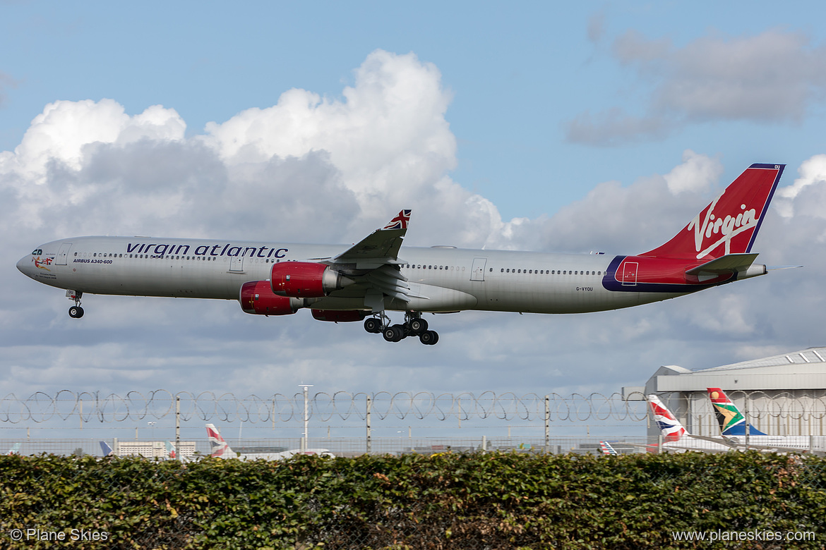 Virgin Atlantic Airbus A340-600 G-VYOU at London Heathrow Airport (EGLL/LHR) Virgin Atlantic Airbus A340-600 G-VYOU at London Heathrow Airport (EGLL/LHR)