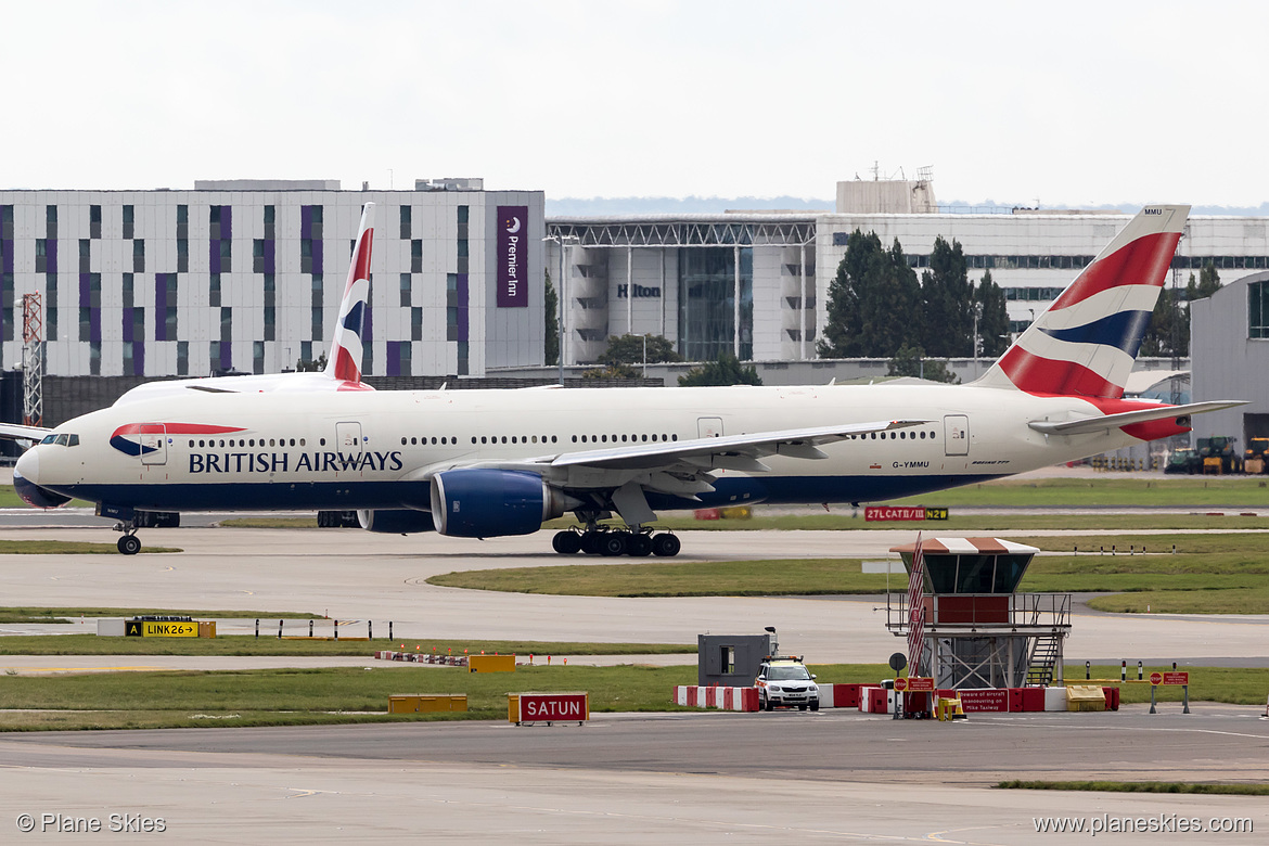 British Airways Boeing 777-200ER G-YMMU at London Heathrow Airport (EGLL/LHR)