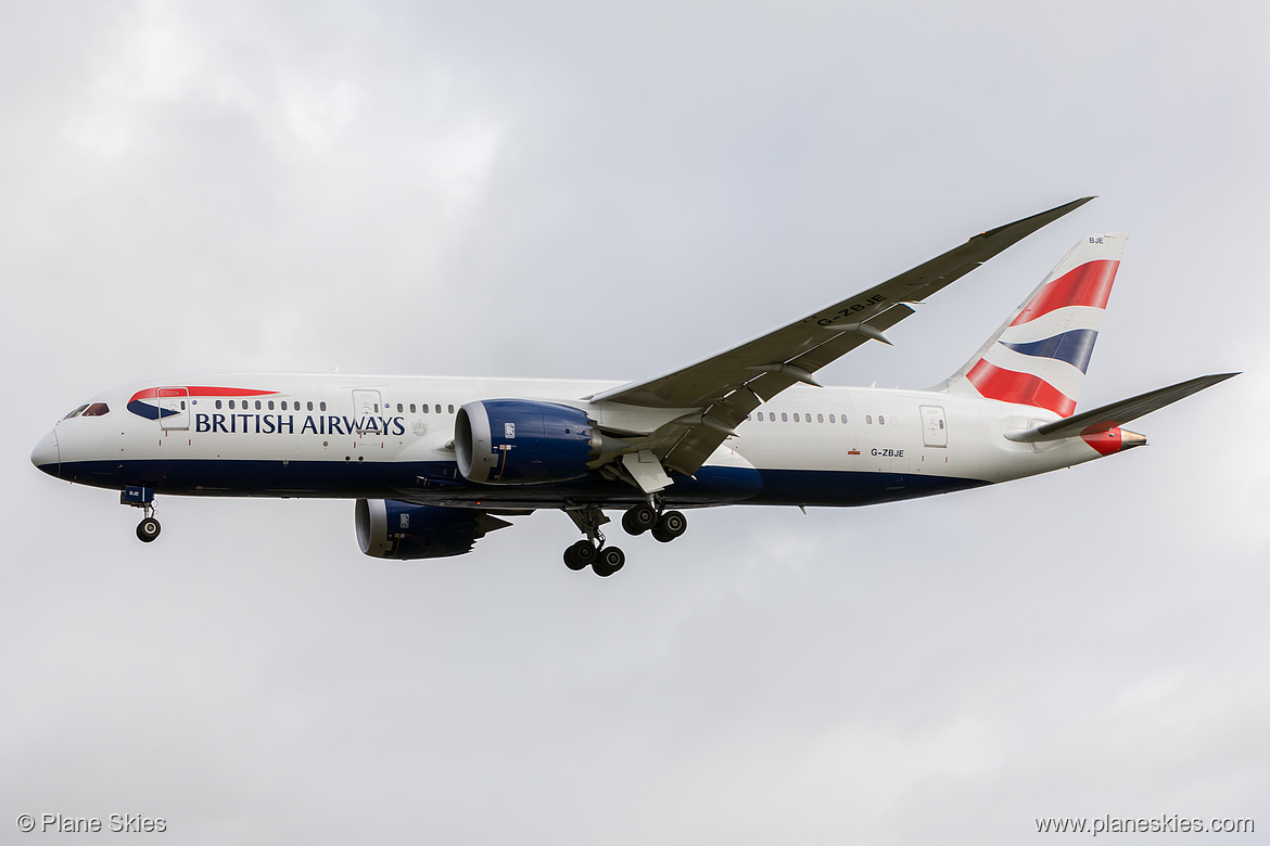 British Airways Boeing 787-8 G-ZBJE at London Heathrow Airport (EGLL/LHR) British Airways Boeing 787-8 G-ZBJE at London Heathrow Airport (EGLL/LHR)