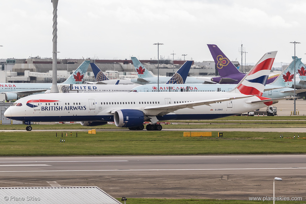 British Airways Boeing 787-9 G-ZBKE at London Heathrow Airport (EGLL/LHR) British Airways Boeing 787-9 G-ZBKE at London Heathrow Airport (EGLL/LHR)
