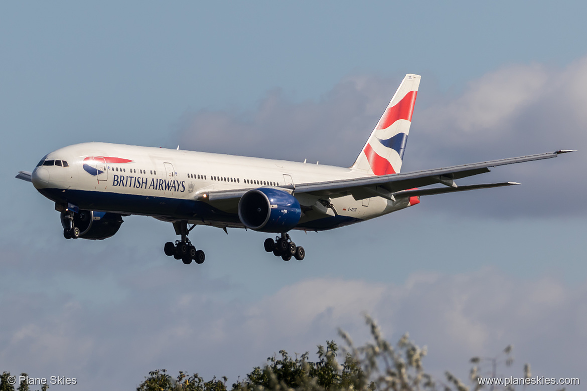 British Airways Boeing 777-200 G-ZZZC at London Heathrow Airport (EGLL/LHR) British Airways Boeing 777-200 G-ZZZC at London Heathrow Airport (EGLL/LHR)