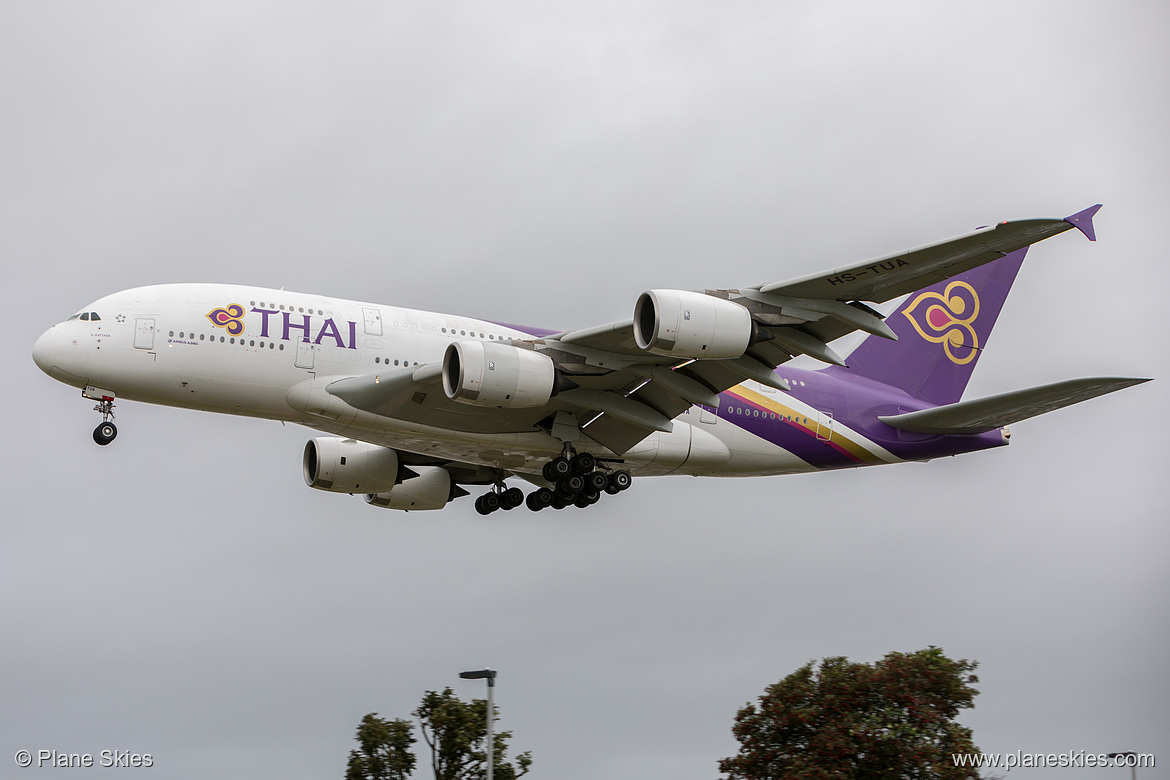 Thai Airways Airbus A380-800 HS-TUA at London Heathrow Airport (EGLL/LHR) Thai Airways Airbus A380-800 HS-TUA at London Heathrow Airport (EGLL/LHR)