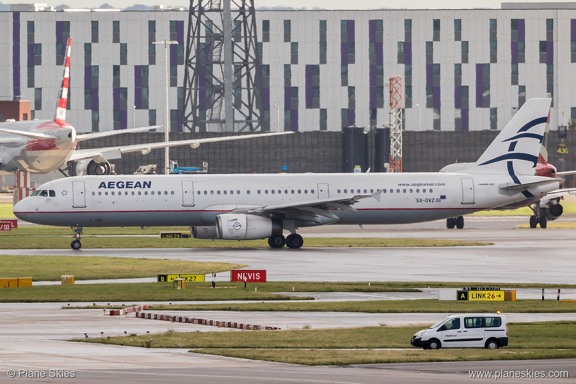 Aegean Airlines Airbus A321-200 SX-DVZ at London Heathrow Airport (EGLL/LHR)