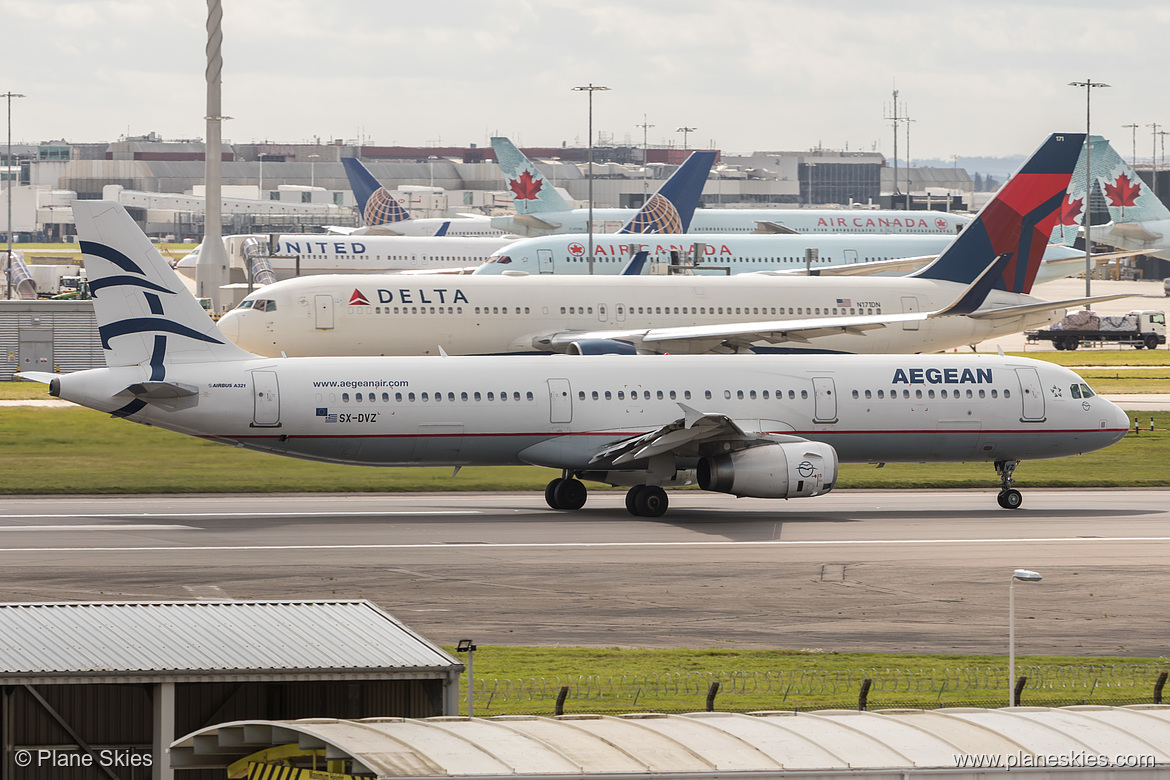 Aegean Airlines Airbus A321-200 SX-DVZ at London Heathrow Airport (EGLL/LHR) Aegean Airlines Airbus A321-200 SX-DVZ at London Heathrow Airport (EGLL/LHR)