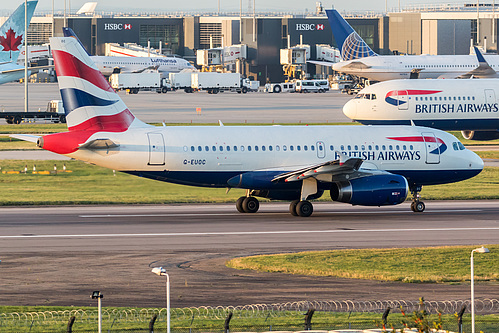 British Airways Airbus A319-100 G-EUOC at London Heathrow Airport (EGLL/LHR) British Airways Airbus A319-100 G-EUOC at London Heathrow Airport (EGLL/LHR)