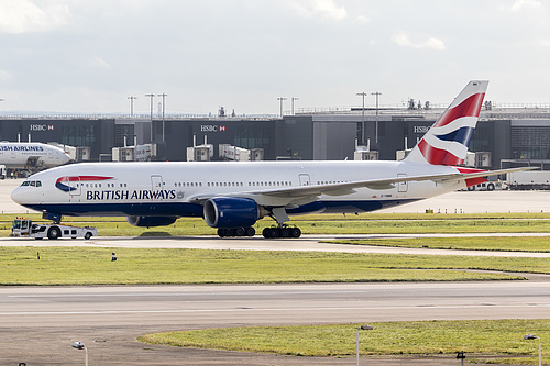 British Airways Boeing 777-200ER G-YMMN at London Heathrow Airport (EGLL/LHR) British Airways Boeing 777-200ER G-YMMN at London Heathrow Airport (EGLL/LHR)
