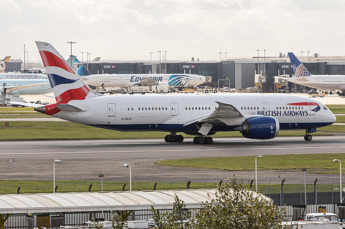 British Airways Boeing 787-8 G-ZBJF at London Heathrow Airport (EGLL/LHR) British Airways Boeing 787-8 G-ZBJF at London Heathrow Airport (EGLL/LHR)