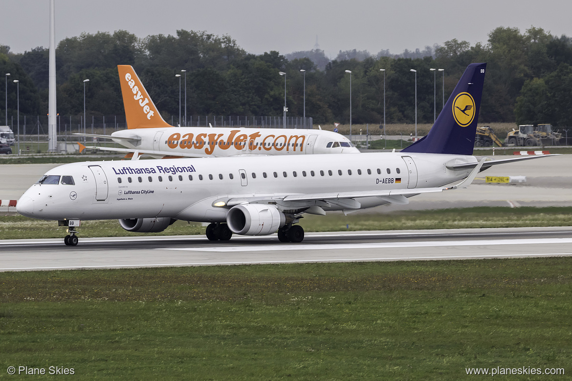 Lufthansa CityLine Embraer ERJ-195 D-AEBB at Munich International Airport (EDDM/MUC)