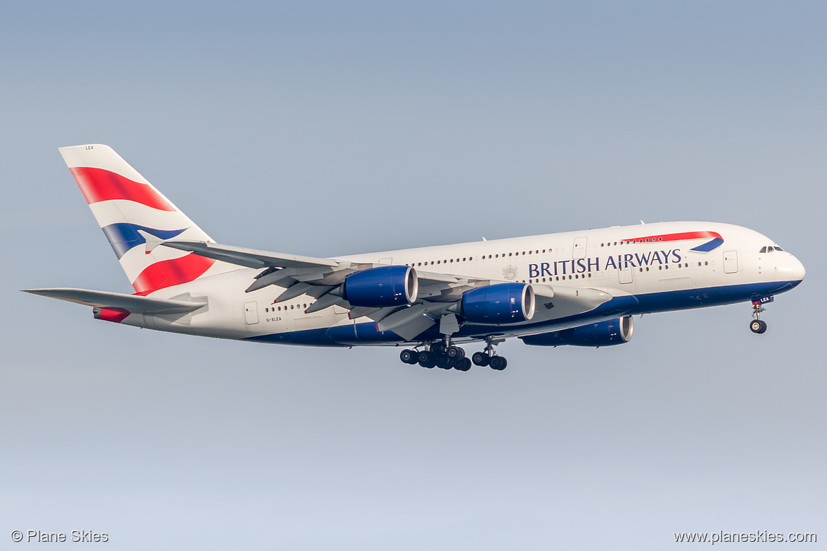 British Airways Airbus A380-800 G-XLEA at Singapore Changi Airport (WSSS/SIN) British Airways Airbus A380-800 G-XLEA at Singapore Changi Airport (WSSS/SIN)