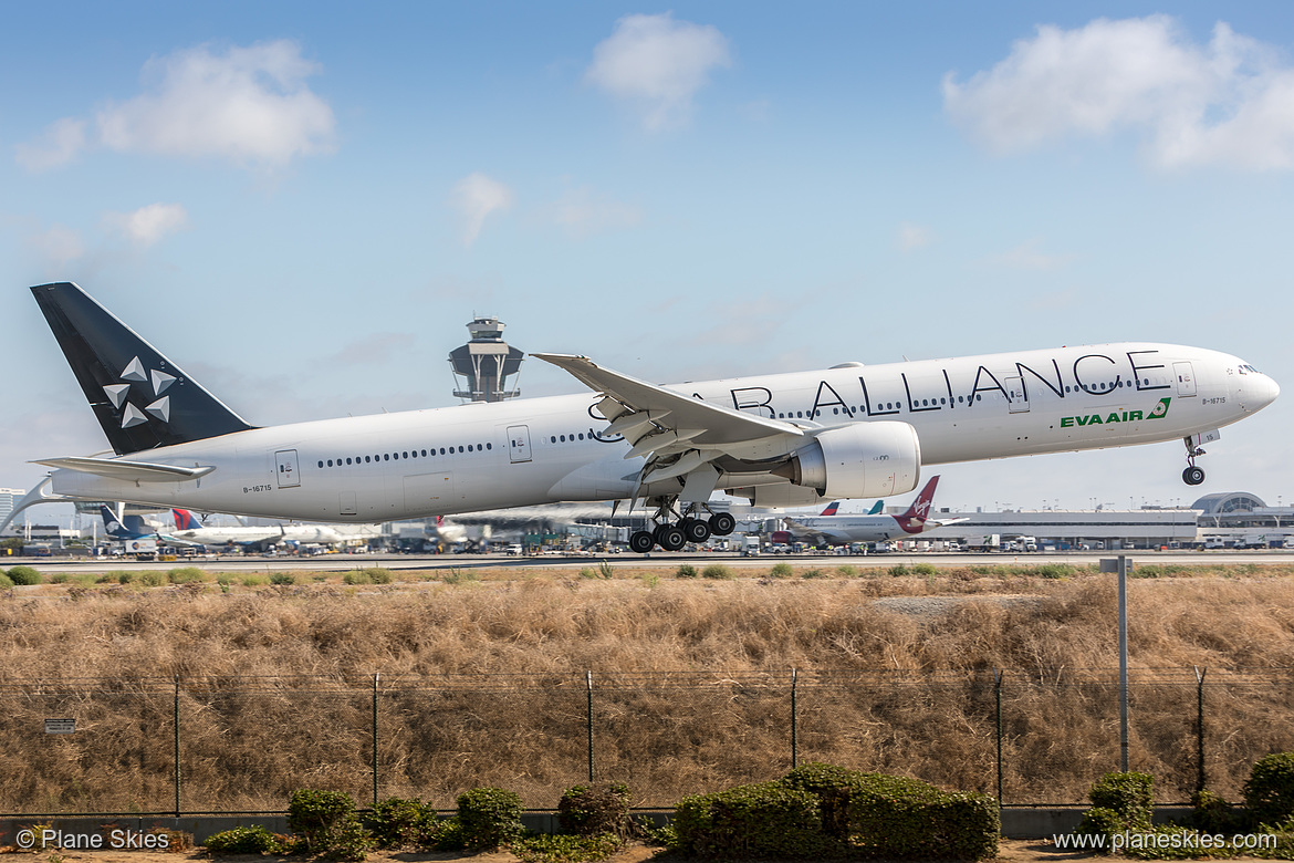 EVA Air Boeing 777-300ER B-16715 at Los Angeles International Airport (KLAX/LAX)