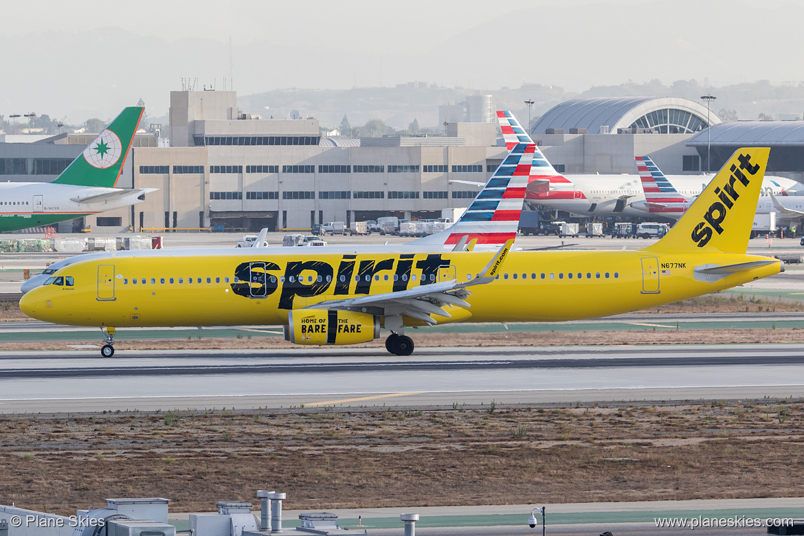 Spirit Airlines Airbus A321-200 N677NK at Los Angeles International Airport (KLAX/LAX)