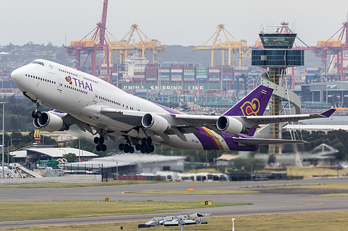 Thai Airways Boeing 747-400 HS-TGB at Sydney Kingsford Smith International Airport (YSSY/SYD) Thai Airways Boeing 747-400 HS-TGB at Sydney Kingsford Smith International Airport (YSSY/SYD)