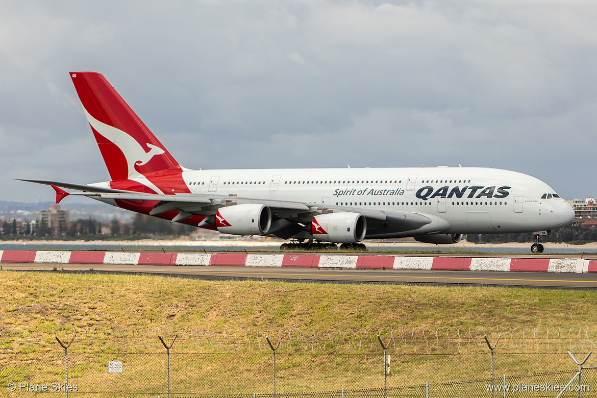Qantas Airbus A380-800 VH-OQK at Sydney Kingsford Smith International Airport (YSSY/SYD) Qantas Airbus A380-800 VH-OQK at Sydney Kingsford Smith International Airport (YSSY/SYD)