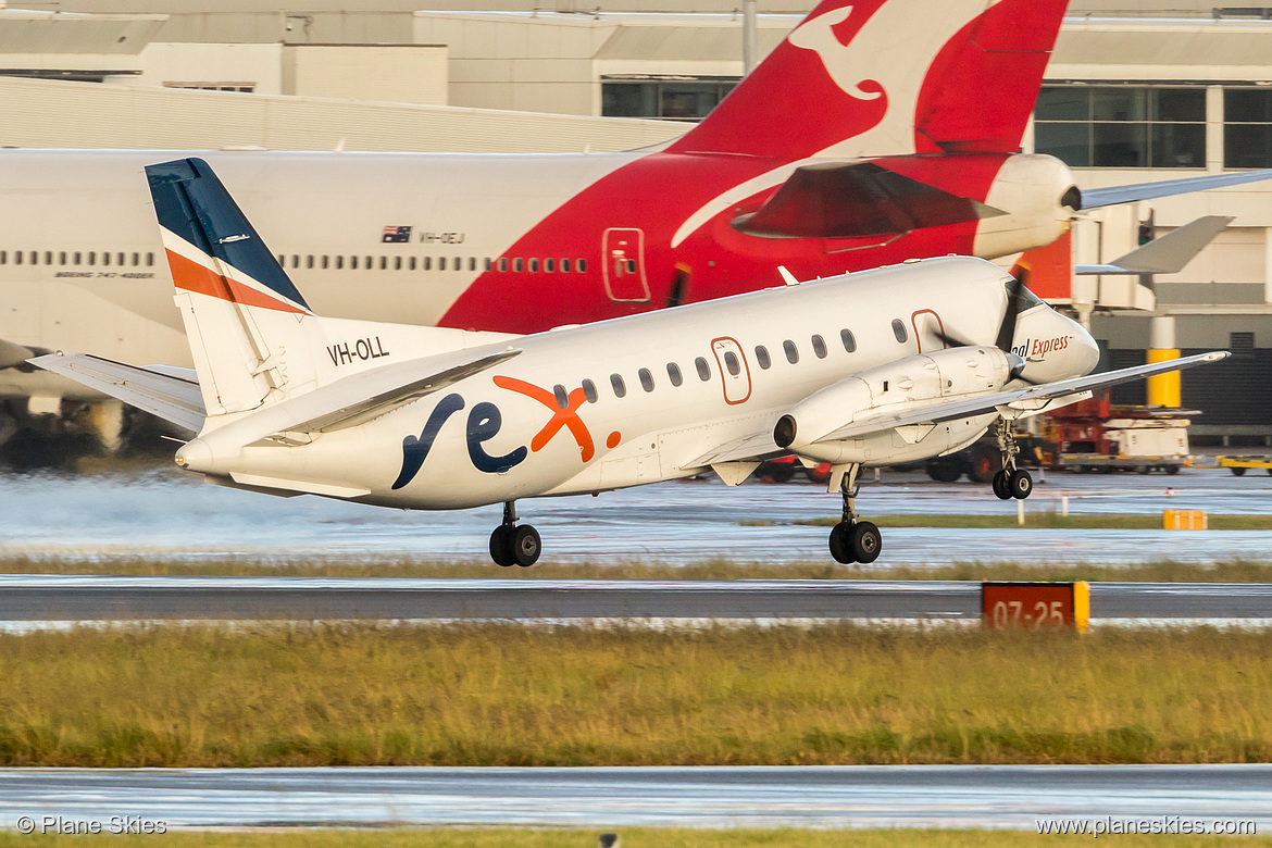 REX Saab 340B VH-OLL at Sydney Kingsford Smith International Airport (YSSY/SYD) REX Saab 340B VH-OLL at Sydney Kingsford Smith International Airport (YSSY/SYD)