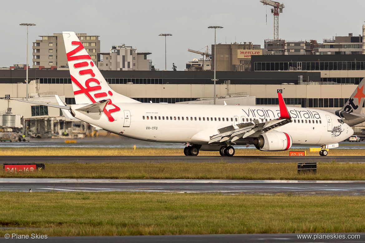 Virgin Australia Boeing 737-800 VH-YFG at Sydney Kingsford Smith International Airport (YSSY/SYD) Virgin Australia Boeing 737-800 VH-YFG at Sydney Kingsford Smith International Airport (YSSY/SYD)