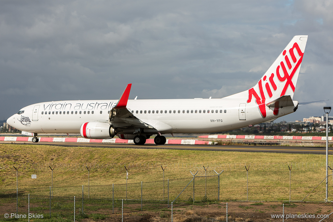Virgin Australia Boeing 737-800 VH-YFG at Sydney Kingsford Smith International Airport (YSSY/SYD) Virgin Australia Boeing 737-800 VH-YFG at Sydney Kingsford Smith International Airport (YSSY/SYD)
