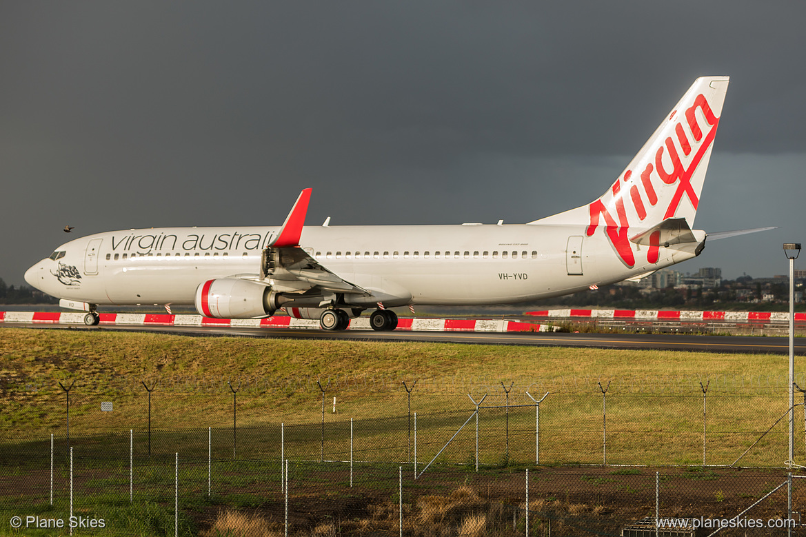 Virgin Australia Boeing 737-800 VH-YVD at Sydney Kingsford Smith International Airport (YSSY/SYD) Virgin Australia Boeing 737-800 VH-YVD at Sydney Kingsford Smith International Airport (YSSY/SYD)