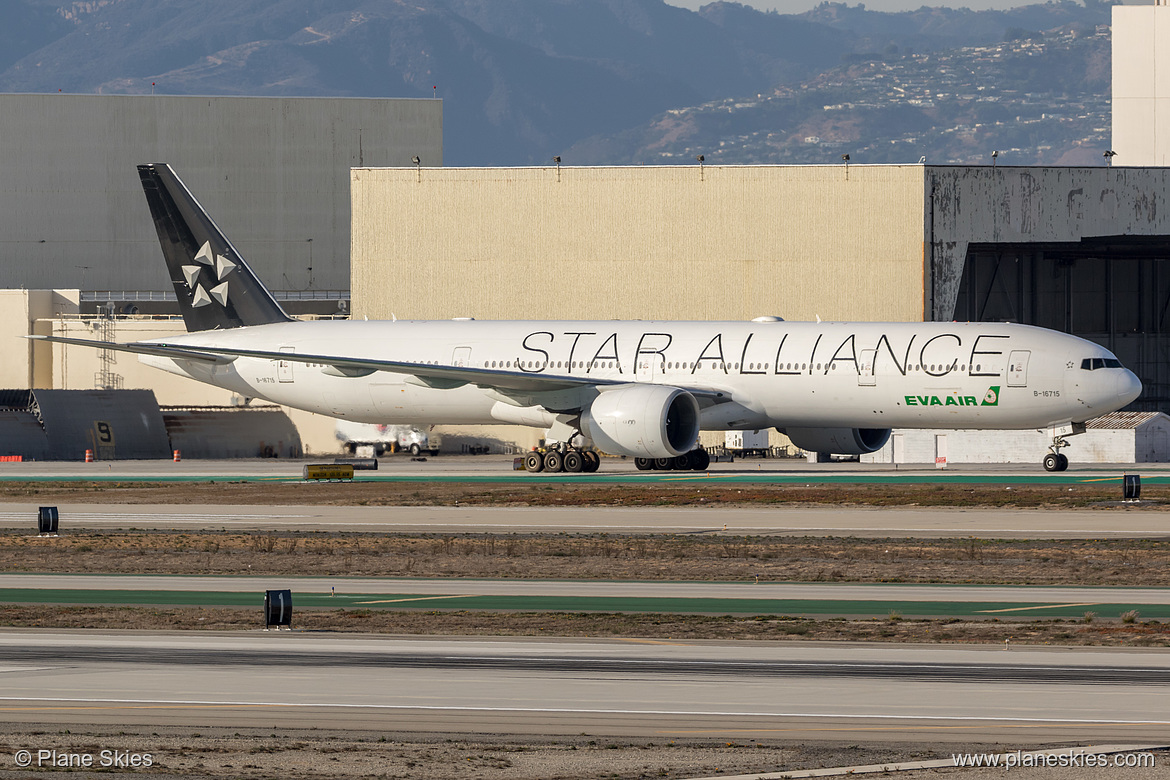 EVA Air Boeing 777-300ER B-16715 at Los Angeles International Airport (KLAX/LAX) EVA Air Boeing 777-300ER B-16715 at Los Angeles International Airport (KLAX/LAX)