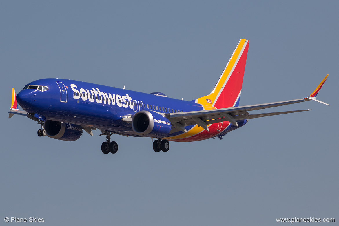 Southwest Airlines Boeing 737 MAX 8 N8708Q at Los Angeles International Airport (KLAX/LAX)