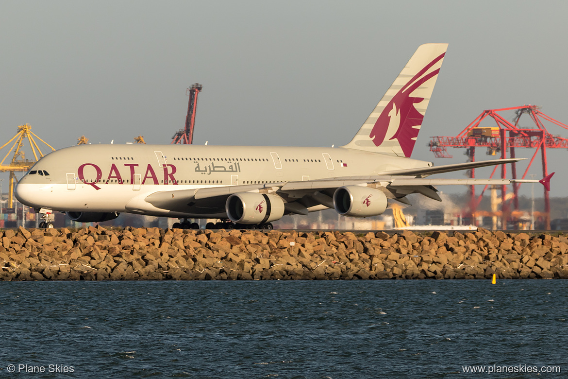 Qatar Airways Airbus A380-800 A7-APA at Sydney Kingsford Smith International Airport (YSSY/SYD) Qatar Airways Airbus A380-800 A7-APA at Sydney Kingsford Smith International Airport (YSSY/SYD)