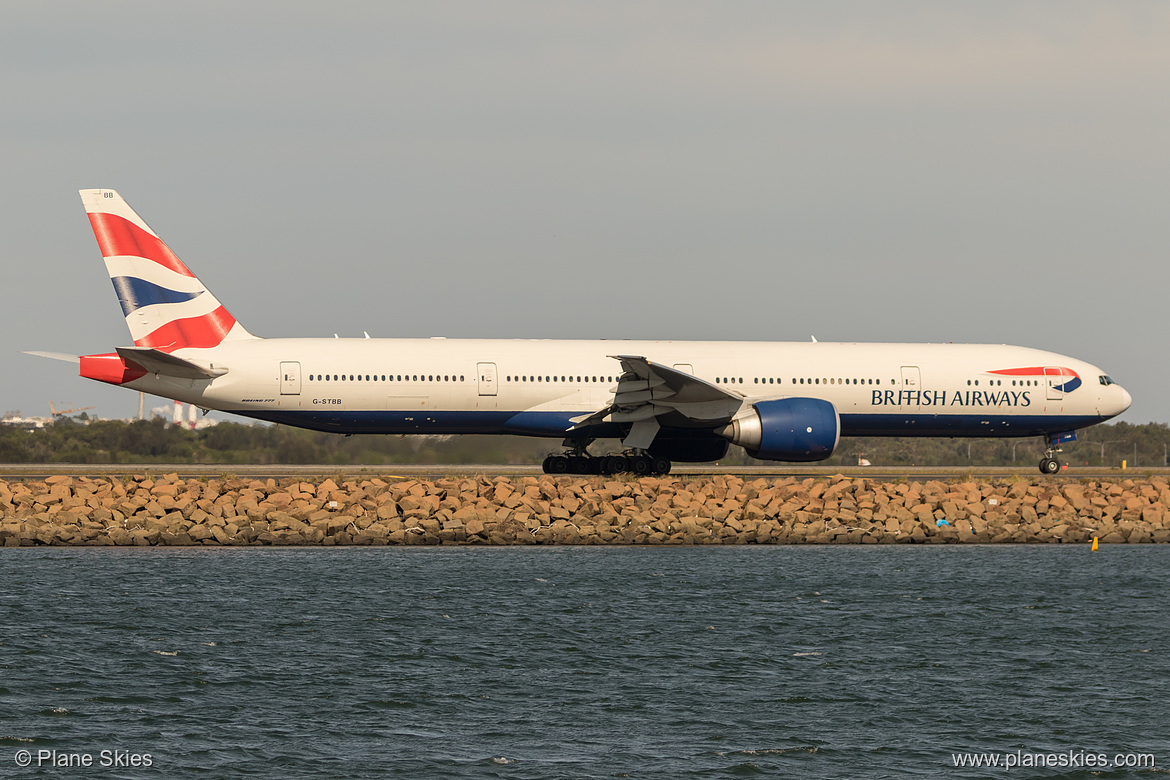 British Airways Boeing 777-300ER G-STBB at Sydney Kingsford Smith International Airport (YSSY/SYD) British Airways Boeing 777-300ER G-STBB at Sydney Kingsford Smith International Airport (YSSY/SYD)