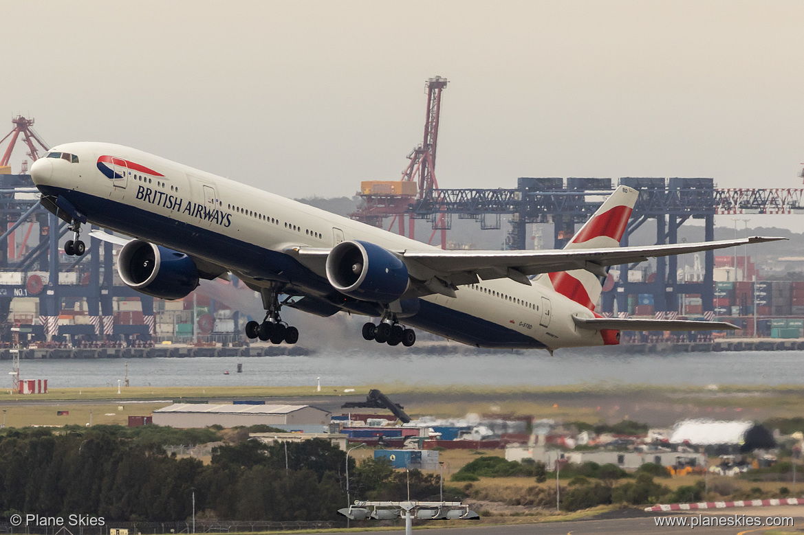 British Airways Boeing 777-300ER G-STBD at Sydney Kingsford Smith International Airport (YSSY/SYD) British Airways Boeing 777-300ER G-STBD at Sydney Kingsford Smith International Airport (YSSY/SYD)