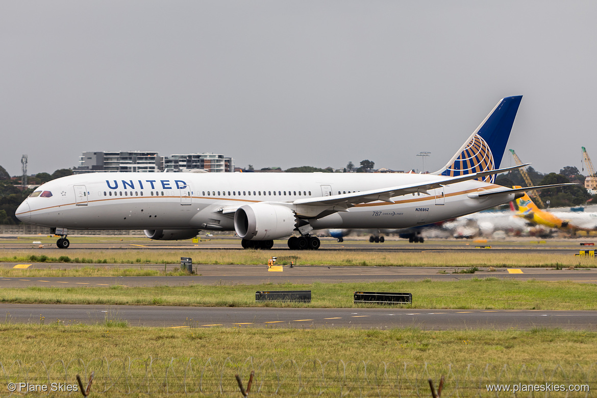 United Airlines Boeing 787-9 N26952 at Sydney Kingsford Smith International Airport (YSSY/SYD) United Airlines Boeing 787-9 N26952 at Sydney Kingsford Smith International Airport (YSSY/SYD)