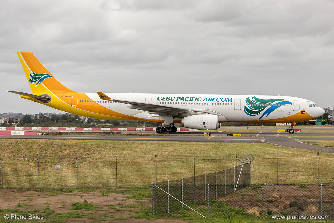 Cebu Pacific Airbus A330-300 RP-C3346 at Sydney Kingsford Smith International Airport (YSSY/SYD) Cebu Pacific Airbus A330-300 RP-C3346 at Sydney Kingsford Smith International Airport (YSSY/SYD)